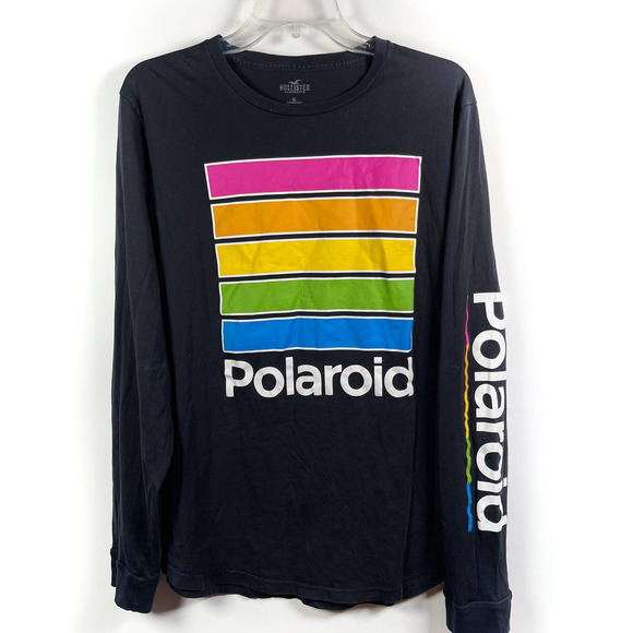 Hollister Tops - Long Sleeve Hollister Polaroid T-Shirt Black Size XL